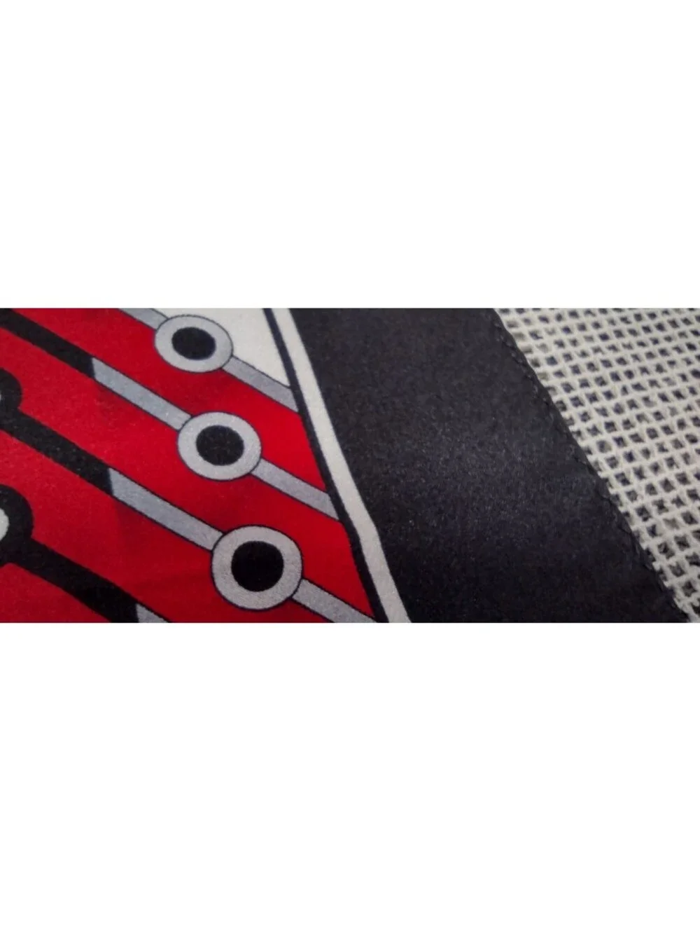 Vintage Silk Hankie Black White Red Handkerchief 70s 80s Does 1920s 30s Art Deco